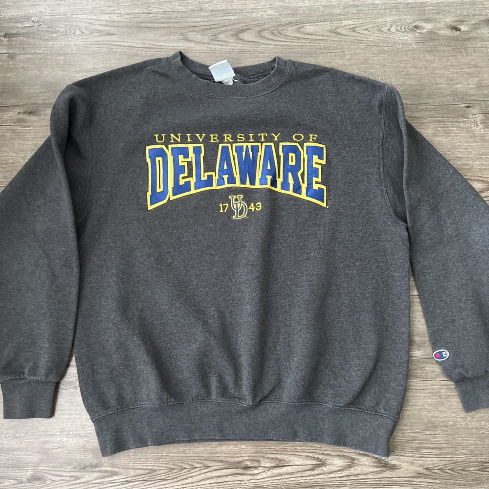 University Of Delaware Vintage Champion Logo Sweatshirt Mens L Eco Fleece